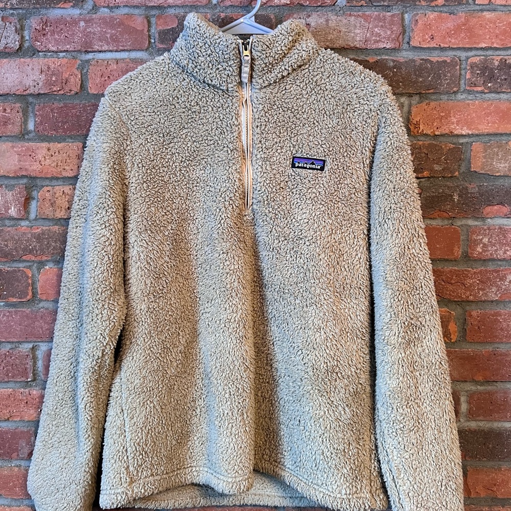 Patagonia Womens Tan Sherpa Half-Zip Pullover Jacket